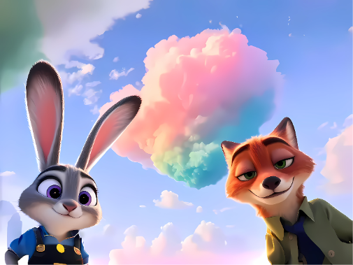 3k疯狂动物城2壁纸｜朱迪狐尼克 - 彩云蓝天